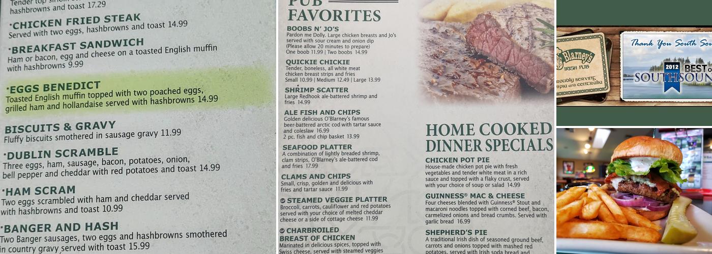 O'Blarney's Irish Pub Menu