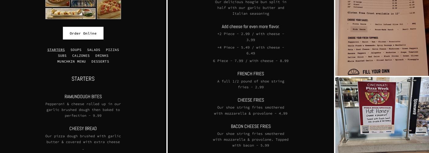 Ramundo's Pizzeria Mt. Washington Menu