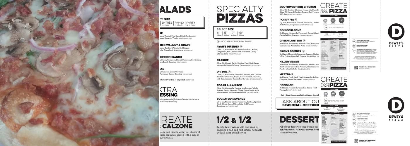 Dewey's Pizza Menu
