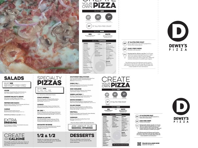Dewey's Pizza Menu