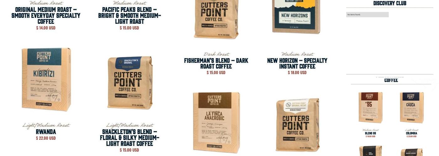 Cutters Point Coffee Menu