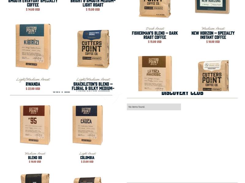 Cutters Point Coffee Menu