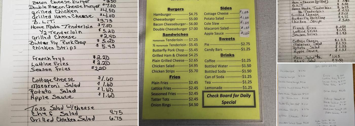 Adair Cafe Menu