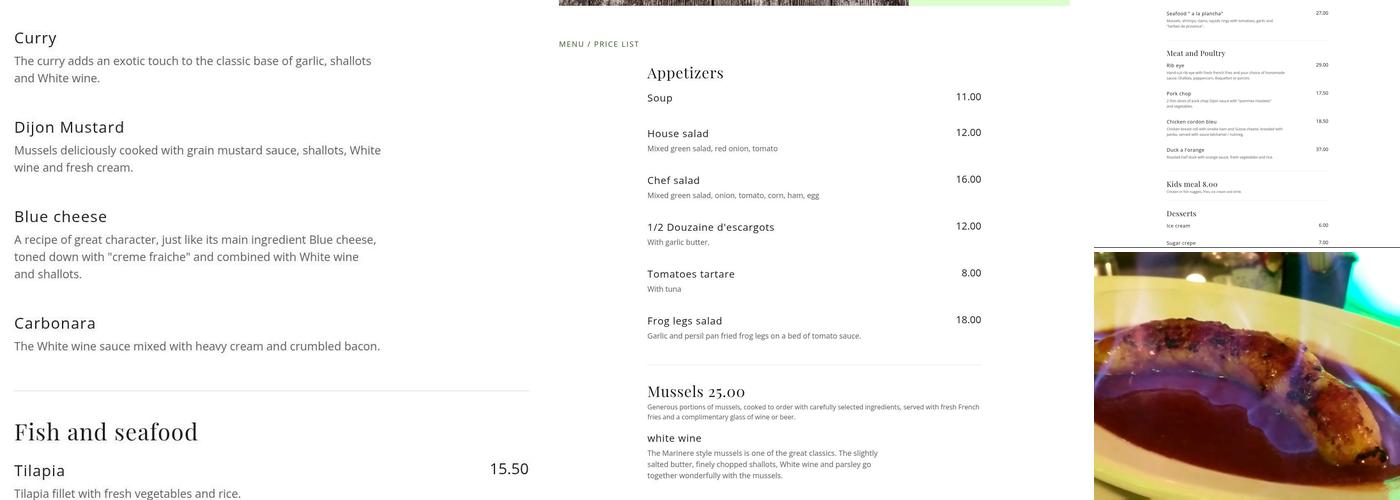 Le Comptoir Menu
