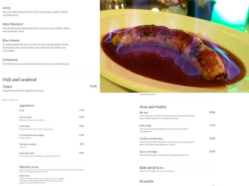 Le Comptoir Menu