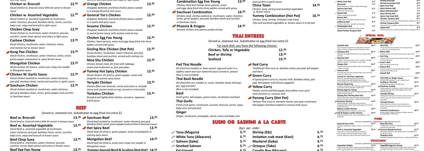 Yummy Chen's Menu
