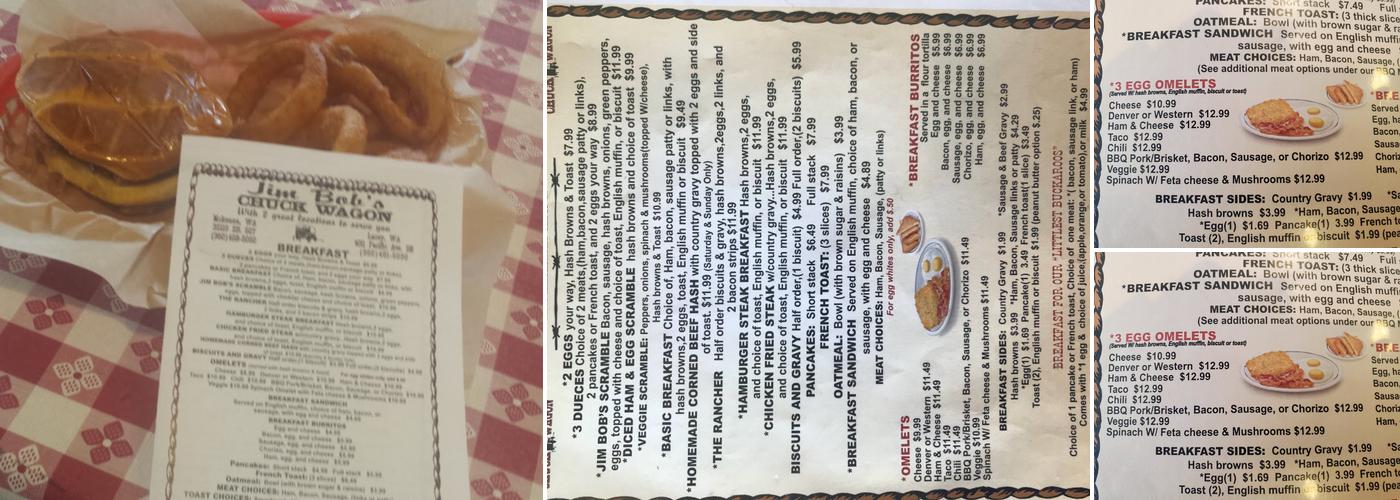 Jim Bob's Chuck Wagon Menu