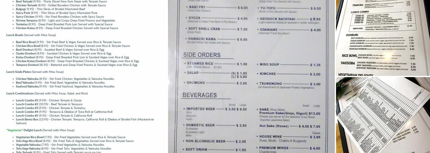 Osaka Restaurant Menu