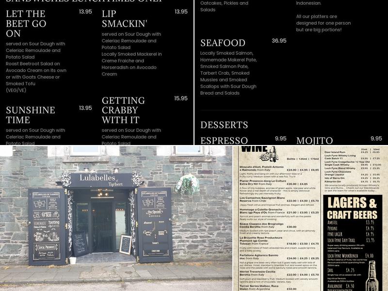 Lulabelles of Tarbert Menu