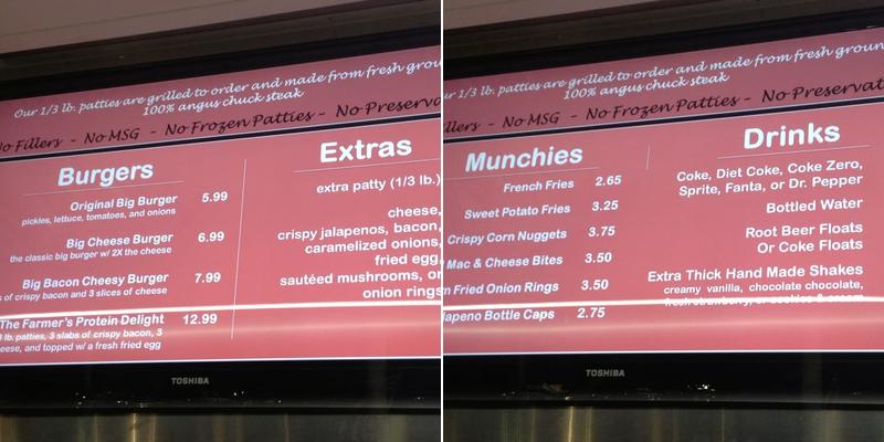 Rolling Burger Barns Menu