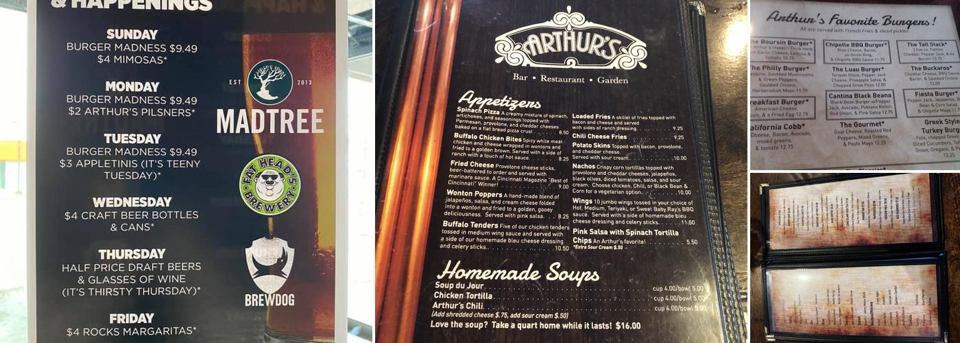 Arthur's Menu