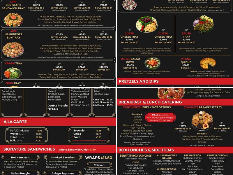 Servatii Cherry Grove Menu