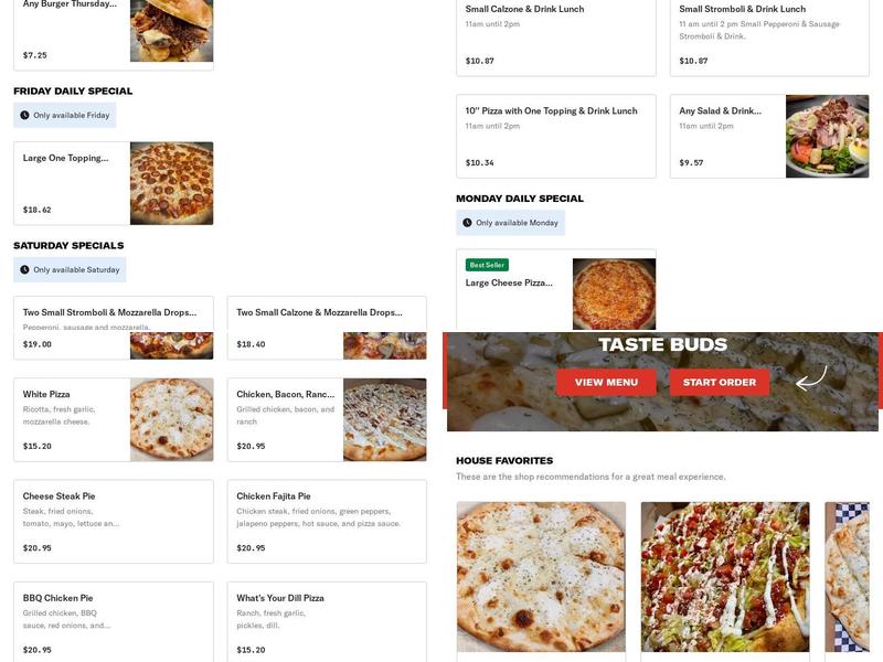 Taste Buds Menu