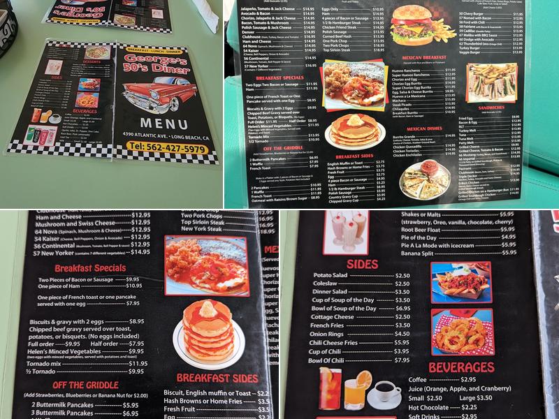 George's 50'S Diner Menu