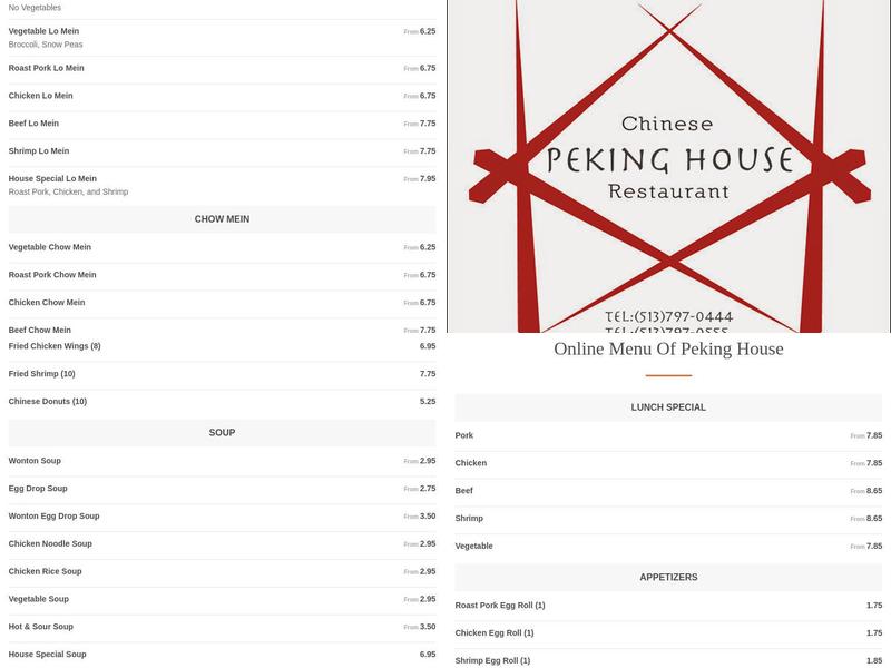 Peking House Menu