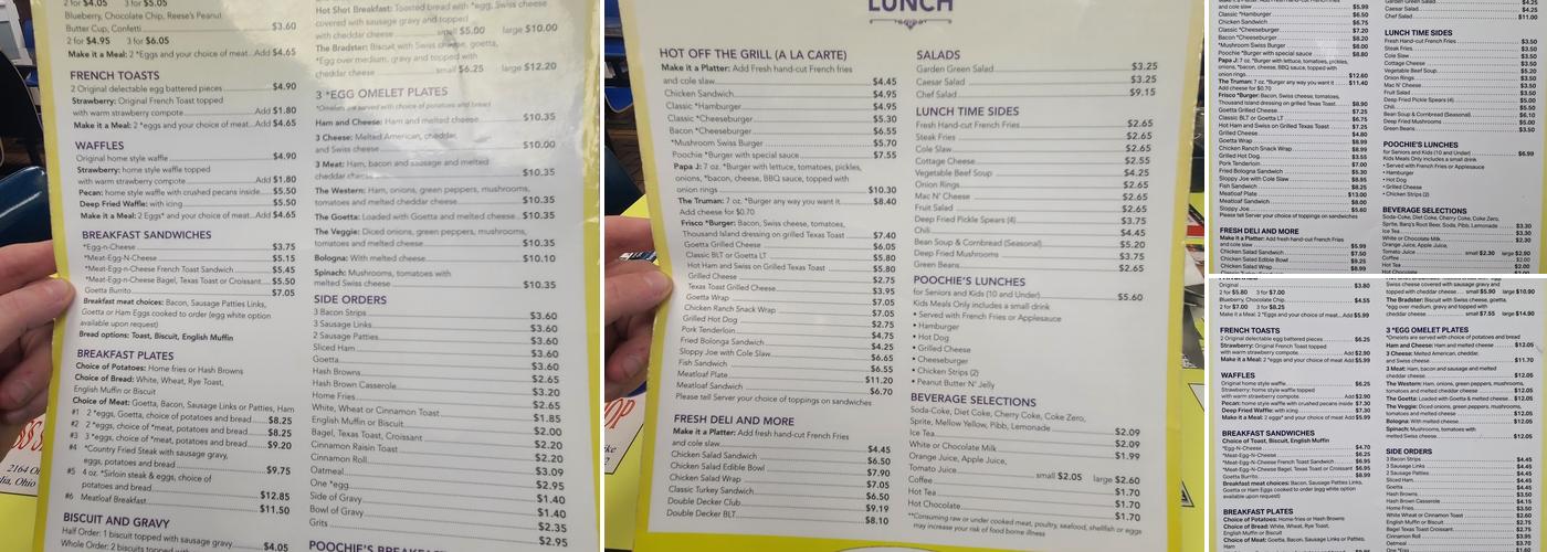 Poochie's Place Menu