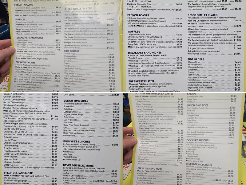 Poochie's Place Menu