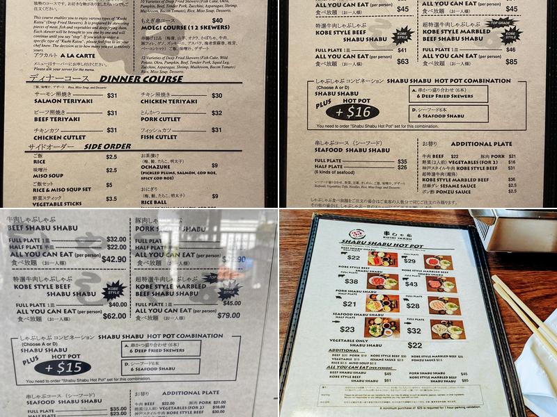 Kushi Shabu Restaurant Menu