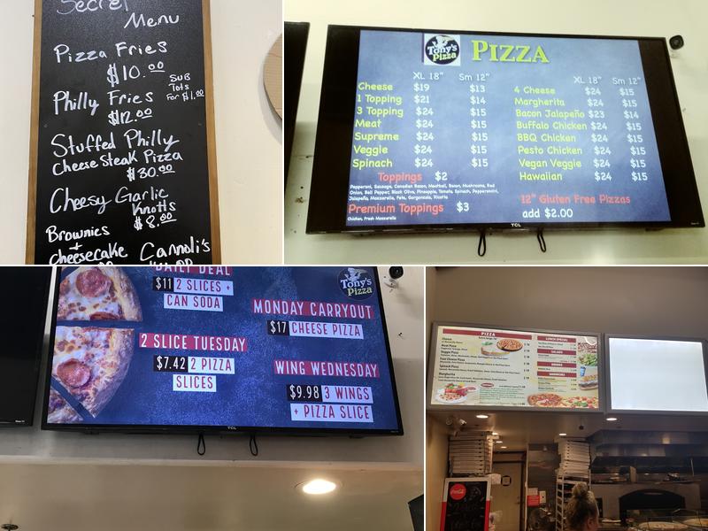 New Tony's Pizza Menu