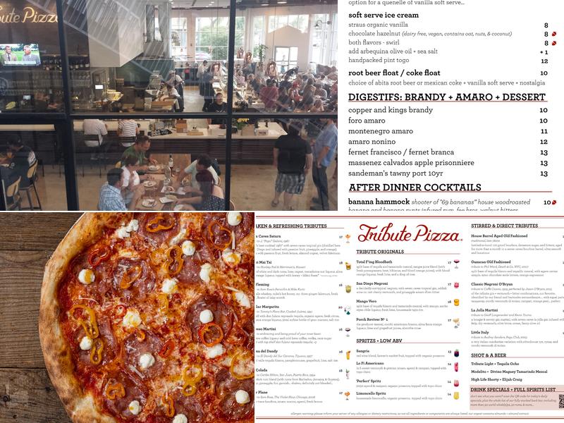 Tribute Pizza Menu