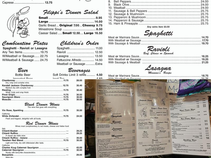 Filippi's Pizza Grotto Little Italy Menu