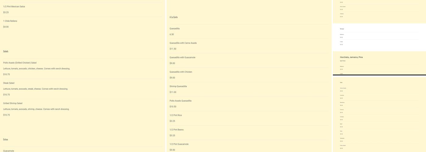 Adalberto's Mexican Food Menu