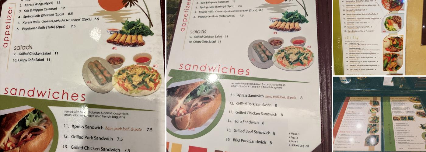 PHỞ XPRESS Menu