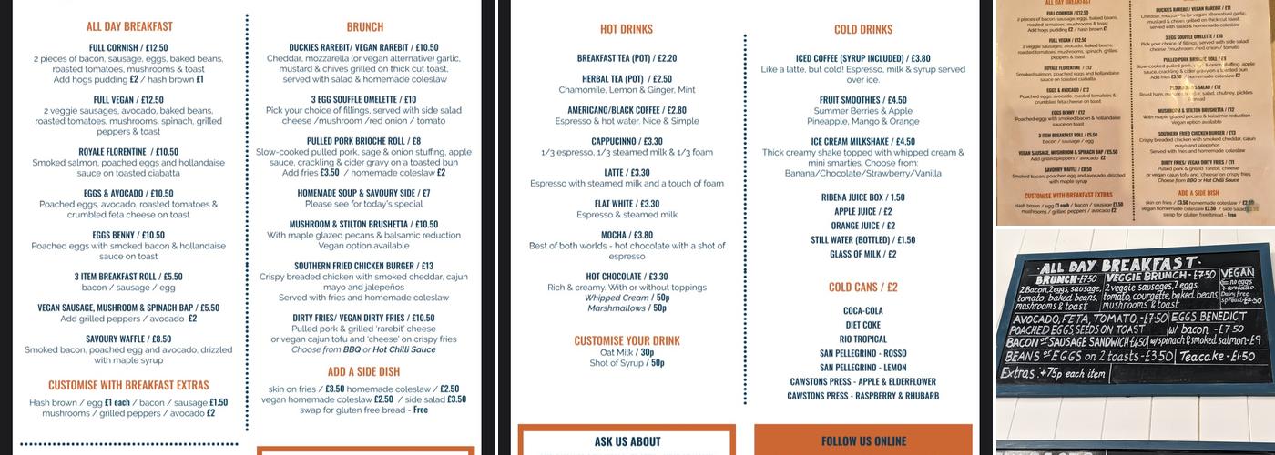 Duckies Cafe Menu