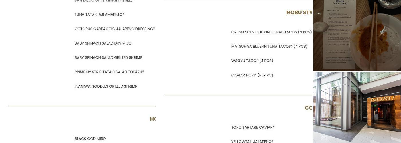 Nobu San Diego Menu