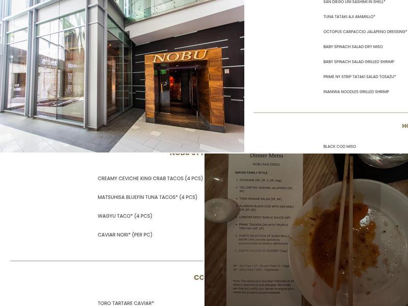 Nobu San Diego Menu