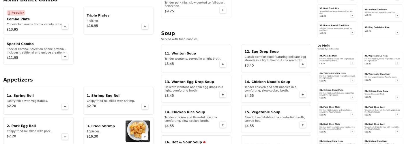 Asian Buffet Menu