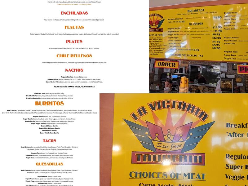 La Victoria Taqueria Menu