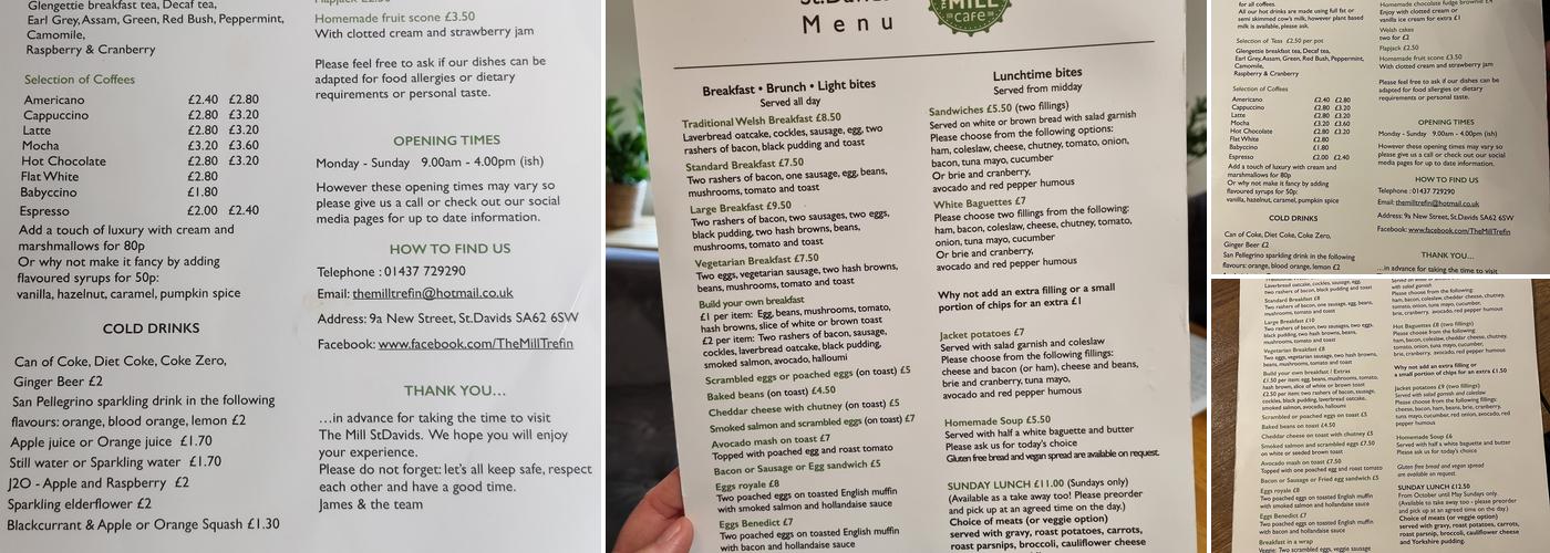 The Mill Cafe Menu