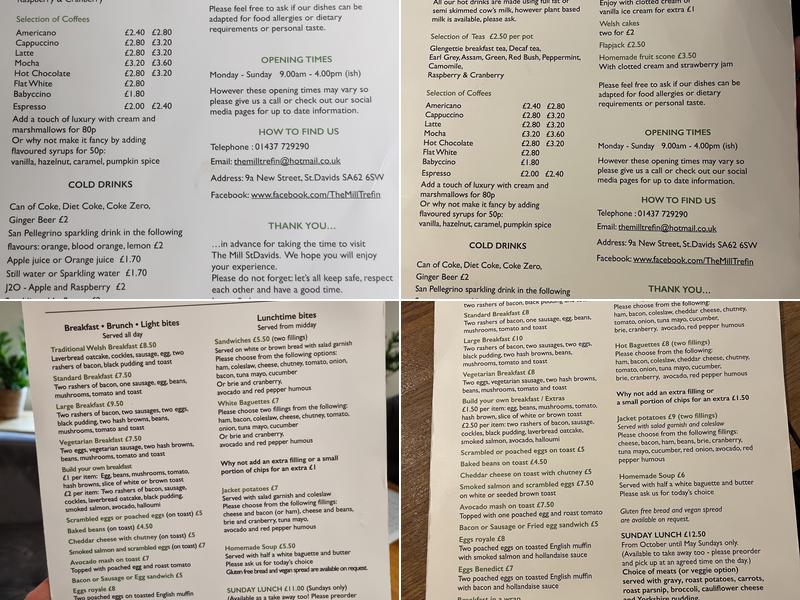 The Mill Cafe Menu