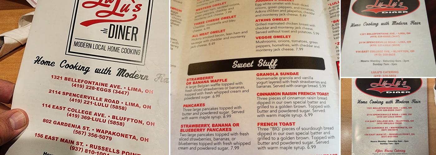 LuLu's Diner Menu
