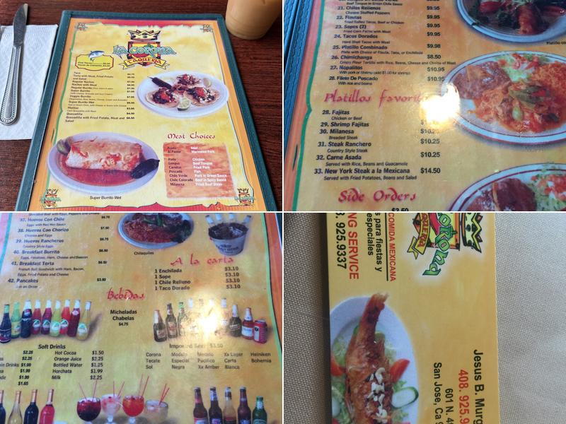 La Corona Taqueria Menu