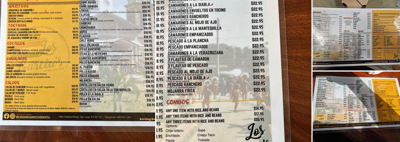 Los Garcias Menu