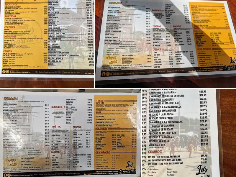 Los Garcias Menu
