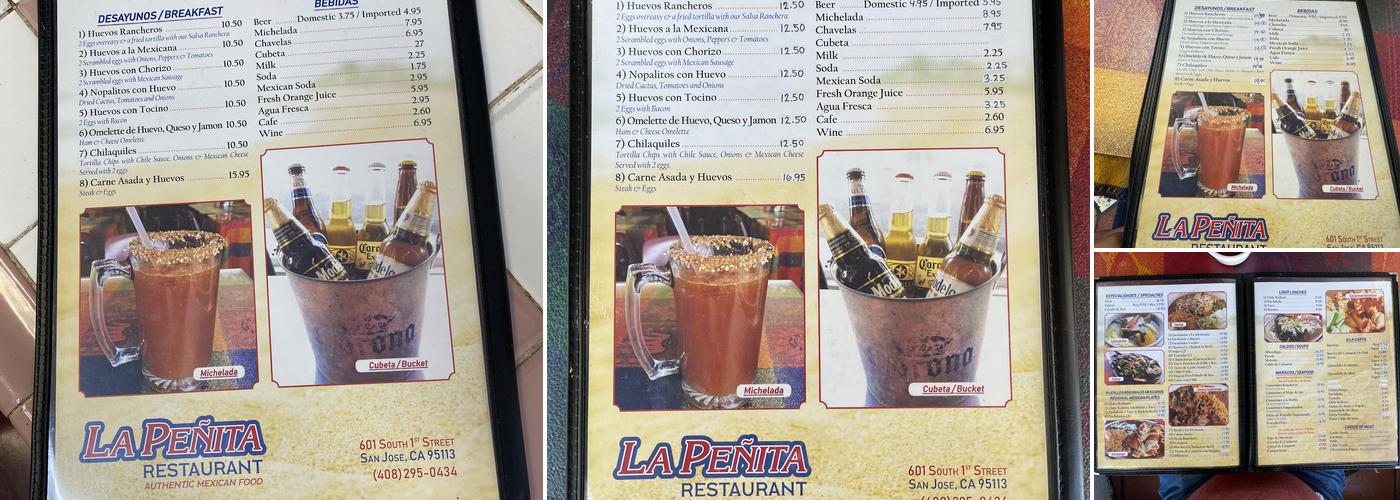 La Peñita Menu