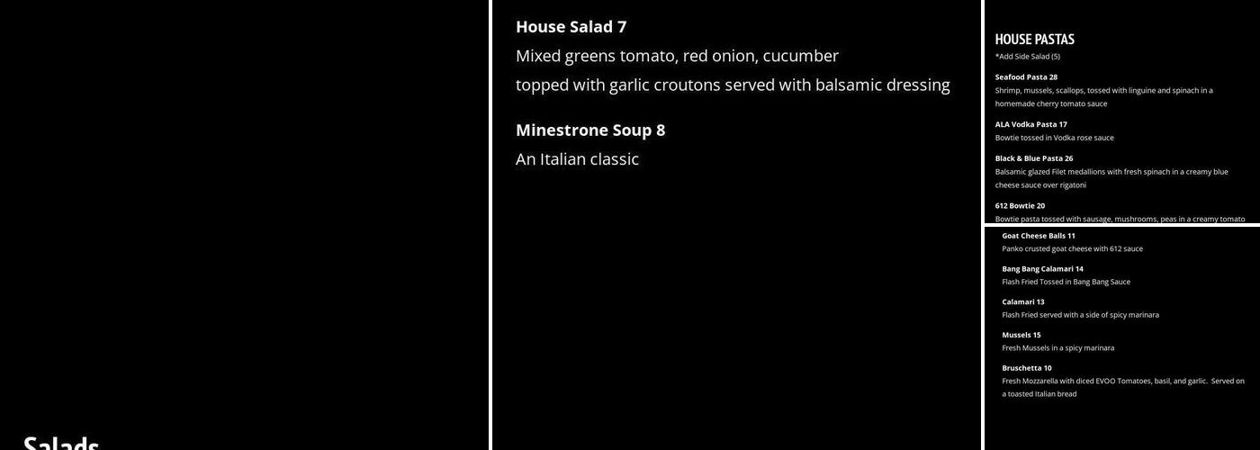 Corner 612 Menu