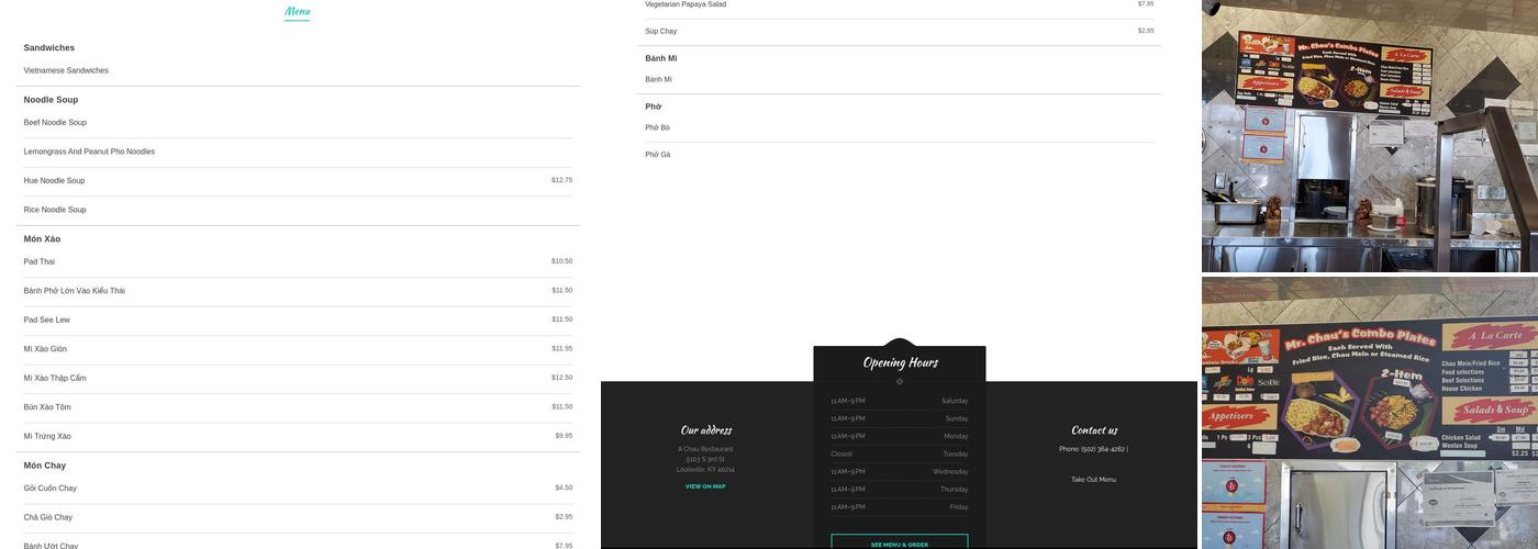 Mr. Chau's Restaurants Menu