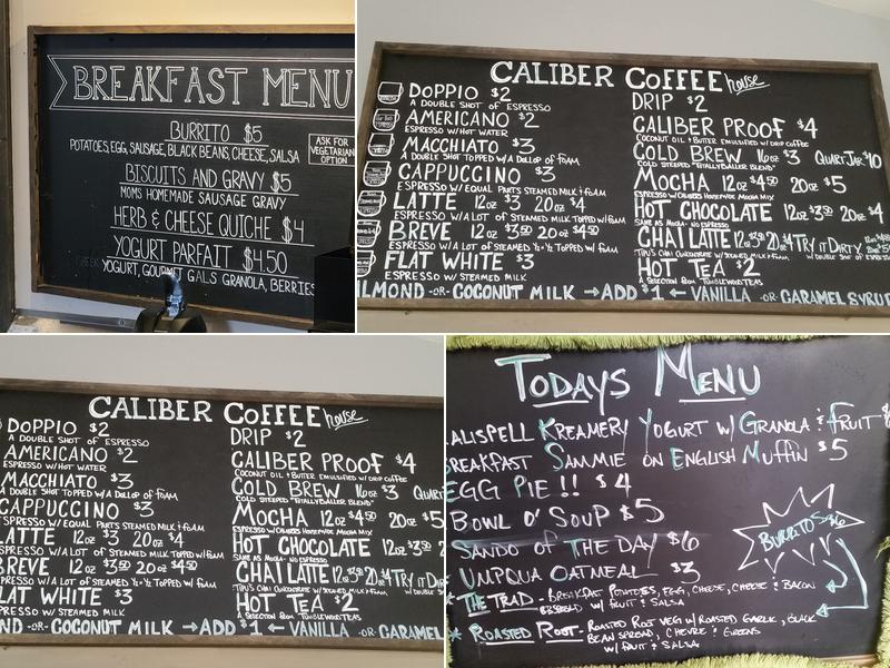 Caliber Coffee Roasters Menu