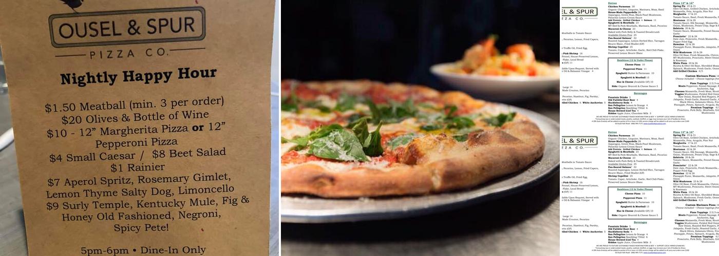 Ousel & Spur Pizza Co. Menu