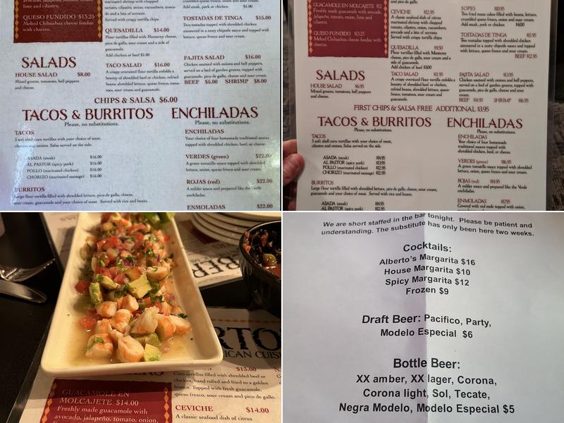 Alberto’s Mexican Cuisine Menu