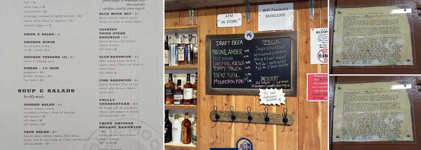 Blue Moon Saloon Menu