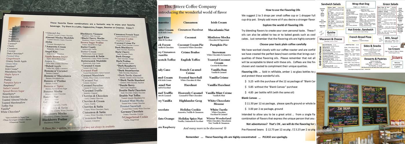 Ths. Jitterz Coffee Company, Ltd. Menu