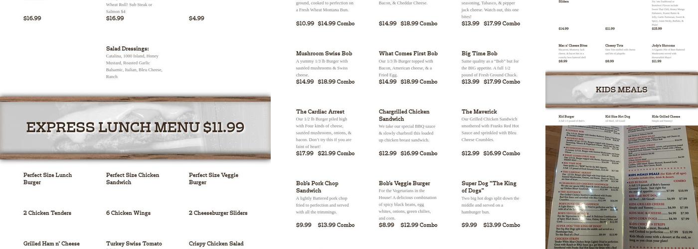 Burger Bob's Menu