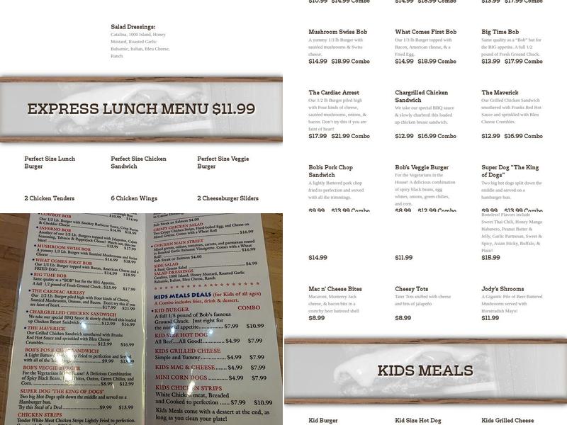 Burger Bob's Menu