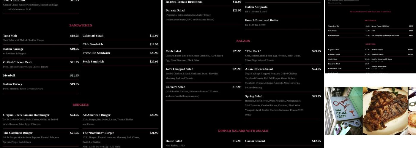 Original Joe's San Jose Menu