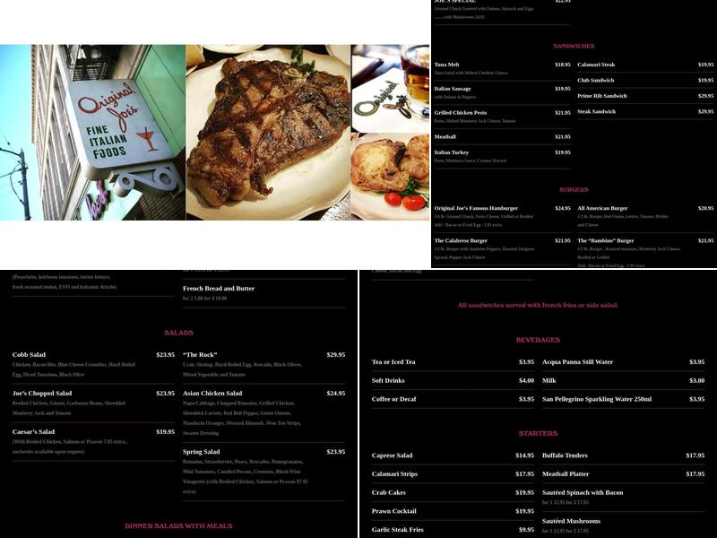 Original Joe's San Jose Menu